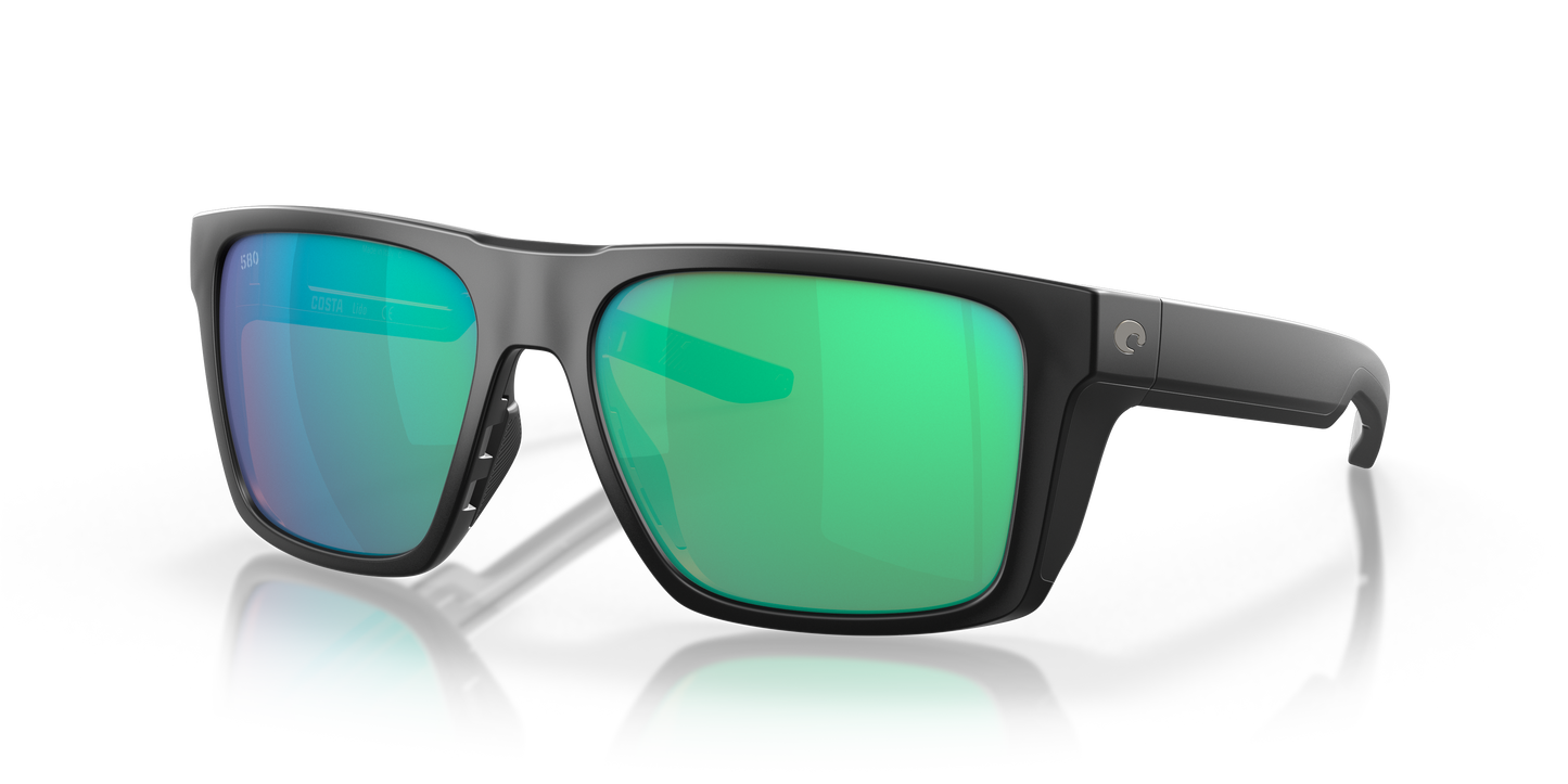 Lido Sunglasses Black/Green Mirror