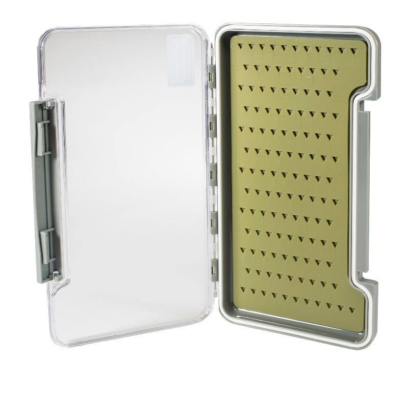 Thin Clear fly box 7.35x3.75x.6 with silicone liner FG1318SH
