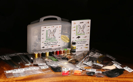 Fly tying material kit with premium tools and vise